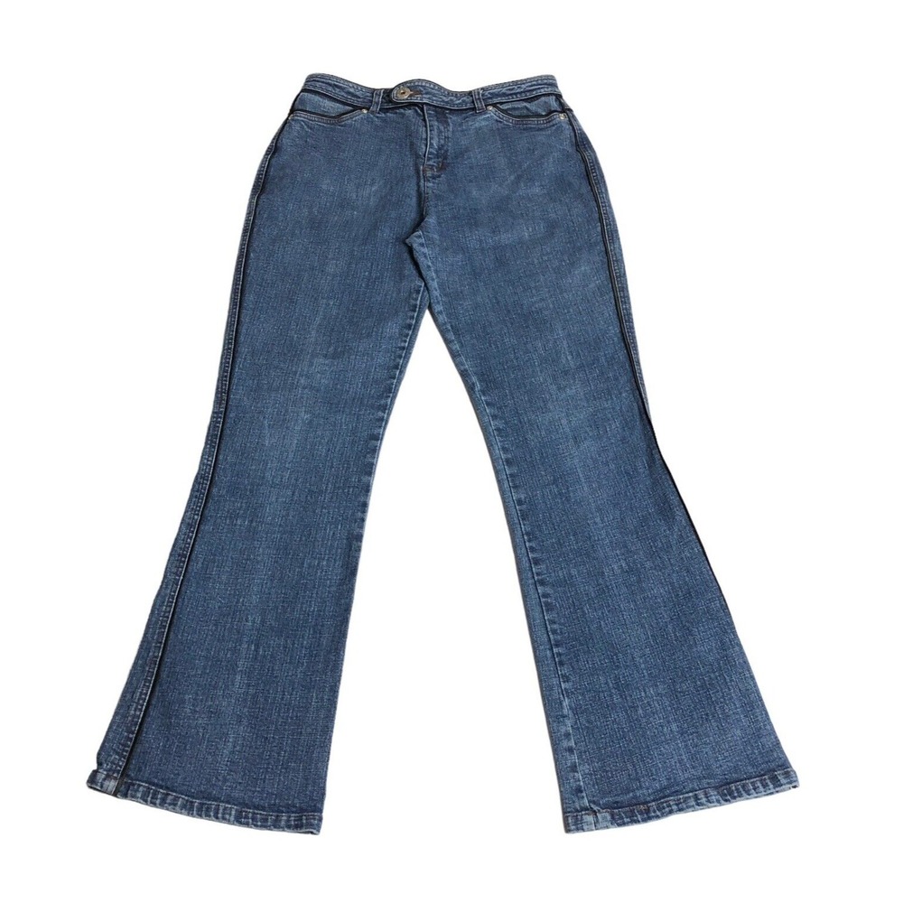 Y2K Motto Your Style Mantra Bootcut Jeans Womens 10 Flap Pockets Denim Mid Rise